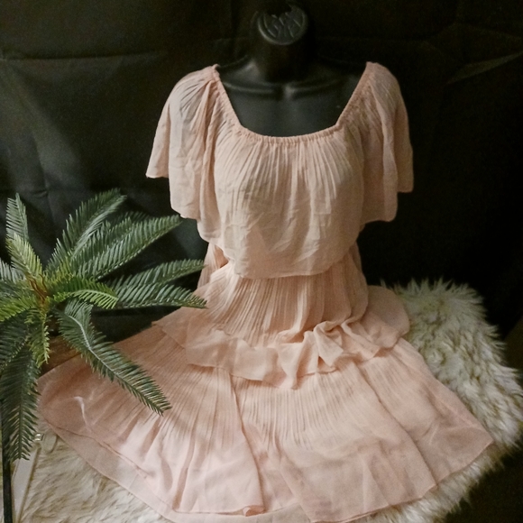 Pink Boho Off The Shoulder Dress (sz sm) - Picture 2 of 5